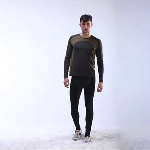 Conjunto de <span class=keywords><strong>Camiseta</strong></span> Negra de Manga Larga para Hombre, Pantalones Cómodos Sin Costuras, <span class=keywords><strong>Camiseta</strong></span> Larga Deportiva, Ropa <span class=keywords><strong>Interior</strong></span> Deportiva - Product Image 3