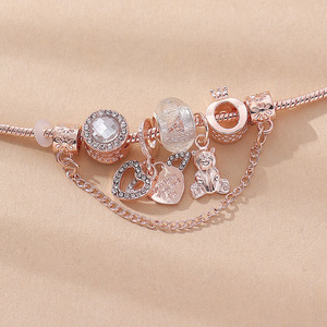 Pan's Hot-Selling DIY Beaded Crystal Bead <strong>Copper</strong> <strong>Bracelet</strong> Cross-Border Dora Crown Pendant Bear Angel Fashion Charm <strong>Bracelets</strong> - Product Image 5