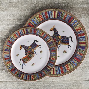 Wholesale 10 Inch Bone China <b>Ceramic</b> Dinner <b>Plates</b> Porcelain Dishes with Horse Pattern Color Enamel Technique for Presents - Product Image 3