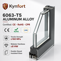 Profil de fenêtre en aluminium à rupture de pont thermique, à économie d'énergie, avec verre isolant et conception multi-chambres