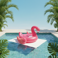 Bouée gonflable LED clignotante en PVC de haute qualité, Hamac aquatique, Modèles Oie Blanche, Canard Jaune, Flamant Rose Amusant, pour équipements de divertissement aquatique