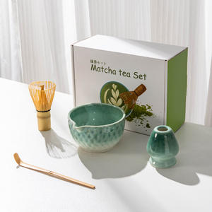 Juego de 4 Piezas de Cerámica para la Ceremonia del Té Tradicional, Incluye Tazón de Matcha, Batidor, Soporte y Cuchara, Regalo para Mujeres, Estilo Dinastía Song, Ideal para Regalos Empresariales - Product Image 2