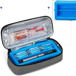 Refroidisseur d'insuline Étui de voyage Refroidisseur de médicaments diabétiques avec sacs isothermes médicaux de 350g