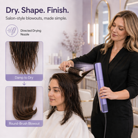 Sèche-cheveux professionnel 5-en-1 pour salon, moteur BLDC 1300W, arrêt automatique, têtes interchangeables, nettoyage automatique, 4 réglages de chaleur