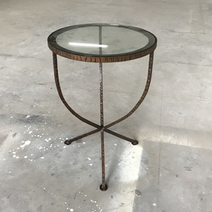 <span class=keywords><strong>Tavolino</strong></span> rotondo in <span class=keywords><strong>vetro</strong></span> dorato con base in ferro forgiato MRS WOODS - Product Image 2