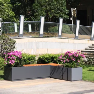 Home decoration large rectangular flower pot landscape metal planter box for shopping mall coffee shop street outdoor area