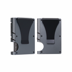 กระเป๋าสตางค์ RFID แบบมินิมอล รุ่นใหม่ปี 2025 ผลิตตามสั่ง (OEM) พร้อมคลิปหนีบเงิน ที่ใส่บัตรโลหะอะลูมิเนียม ช่องใส่บัตรด้านหน้า ป้องกันการสแกน RFID - Product Image 1