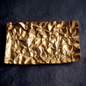 Modern <b>Gold</b> Metal Horizontal Square Shape Decorative <b>Tray</b> for Anniversary Offering Practical Elegant Kitchen Decor for Modern - Product Image 1