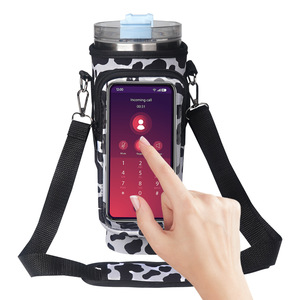 Custom Sublimation Logo Insulated Hot Water <strong>Bottle</strong> <strong>Cooler</strong> Sleeve Cover Carrier <strong>Bag</strong> With Mobile Phone <strong>Bag</strong> - Product Image 4
