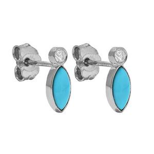 Wholesale Minimalist Jewelry Sterling <b>Silver</b> Gold Plated Marquise Turquoise <b>Stud</b> <b>Earrings</b> <b>for</b> <b>Women</b> - Product Image 5