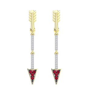 Pendientes de Plata de Ley 925 Chapados en Oro con Rubí y Circonita Cúbica, Pendientes Geométricos con Circonita Cúbica para Mujer - Product Image 1