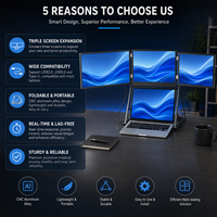 Moniteur portable 14 pouces, extension d'écran triple, écran d'ordinateur portable, USB-C, H D M I, pliable, multi-écrans pour le bureau et les voyages