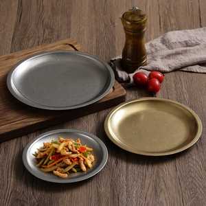 Plato Redondo de Acero Inoxidable Vintage para Barbacoa, Plato Plano de Fondo Bajo, Vajilla de Restaurante, Plato Metálico para Sushi, Pastel y Postre - Product Image 4