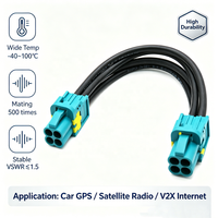 Câble d'extension Mini FAKRA femelle droit avec pigtail, 50 Ohms, assemblage de jumper FAKRA à double port quadruple pour radio RF, GPS, satellite