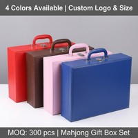 Boîte de mahjong américaine de luxe personnalisée avec 166 tuiles de mahjong vides pour le rangement. Boîte en cuir pour achat en gros.