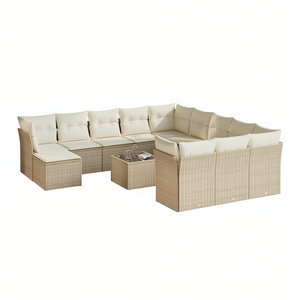Ensemble de canapés de jardin en rotin beige réglable, 10 places et plus, mobilier d'extérieur au design contemporain - Product Image 1