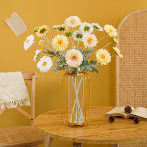 Crisantemo Artificial Ruilisi de 4 Cabezas, Margarita de la Suerte en Blanco, Amarillo Champán, Decoración para el Hogar, Accesorios para Bodas y Exteriores - Product Image 3