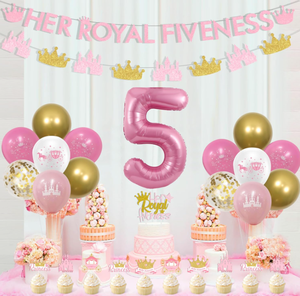 Guirnalda <span class=keywords><strong>de</strong></span> Pancartas <span class=keywords><strong>de</strong></span> Feliz Cumpleaños Rosa, Adornos para Pasteles y Cupcakes, Juego <span class=keywords><strong>de</strong></span> Globos Metálicos Impresos para Fiesta <span class=keywords><strong>de</strong></span> Cumpleaños <span class=keywords><strong>de</strong></span> Princesa <span class=keywords><strong>de</strong></span> 5 Años - Product Image 2