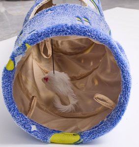 Grosir terowongan kucing bercahaya terowongan kucing dengan mainan gantung - Product Image 6