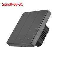 Interruptor de Pared Inteligente de 3 Botones Tipo 86 para UE/Reino Unido, IP11 Impermeable, Inalámbrico Wi-Fi/Zigbee, con Botón Pulsador y App Ewelink para Hogar Inteligente