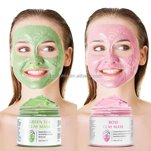 Natural Organic Facial Cleansing Mud Clay Mask Turmeric Dead Sea Rose Green Tea Mud Face Mask