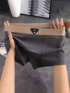 Calzoncillos bóxer de punto gofrado para <span class=keywords><strong>hombre</strong></span>, suaves, transpirables, de modal, con cintura elástica, entrepierna antibacteriana y estampado de letras. - Product Image 5
