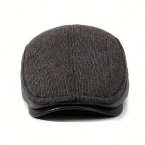 Vente en gros Nouvelle collection Automne Hiver Mode Chapeau béret pour homme, chaud, doublure polaire, dessus plat, style casquette plate, avec cache-oreilles - Product Image 3