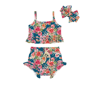 Conjuntos de Ropa para Bebés Niñas con Hermosas Flores Rosa Intenso, Ropa de Boutique para Bebés, Ropa de Verano para Niñas Pequeñas - Product Image 3