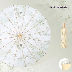 Parapluie pliant double 16 baleines, grande taille 70%, en plastique coloré, à commande manuelle, protection solaire et pluie - Product Image 6