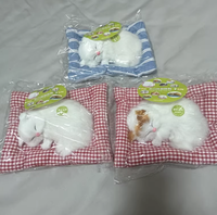 Jouet interactif en peluche pour chat - Appuyez sur le ventre pour un son de miau réaliste, chaton doux endormi sur un tapis, cadeau d'animal en peluche mignon