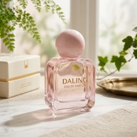 Flacon de parfum carré rose de luxe vide 50 ml, élégant flacon en verre avec atomiseur de haute qualité