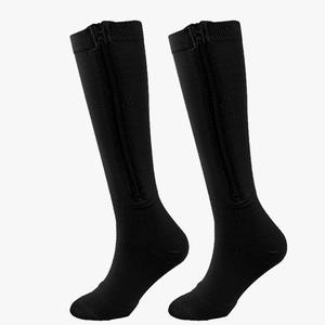 Chaussettes de compression avec fermeture éclair, hauteur genou, couleur unie, en nylon, pour le sport et la course à pied, pour jeunes - Product Image 4