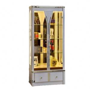 Armoire à <span class=keywords><strong>vin</strong></span> moderne italienne haut de gamme, vitrine de luxe simple avec porte en verre pour salon, style panneau mural en <span class=keywords><strong>bois</strong></span> - Product Image 4