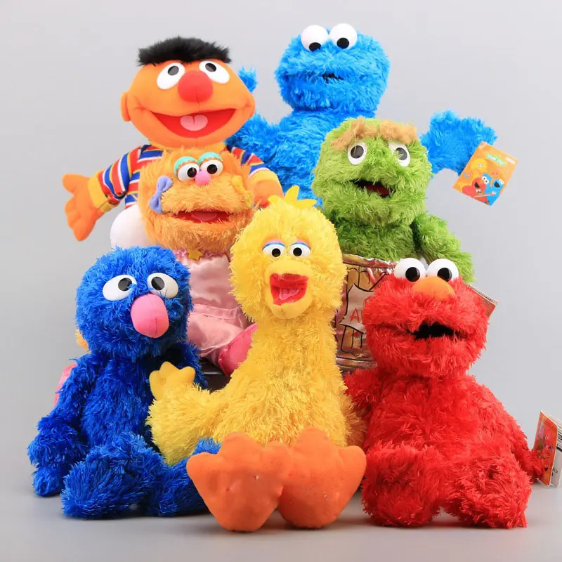 2022 grosir OEM Kawaii Elmo burung besar COOKIE MONSTER lembut boneka mainan Sesame Street mewah ransel untuk anak-anak