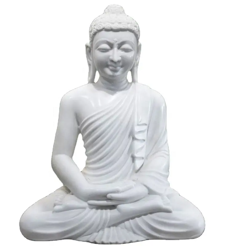 Statue de sculpture bouddha riant en marbre
