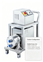 Pompe à diaphragme quaternaire personnalisée, pompe sanitaire à quatre pistons à écran tactile avec chariot mobile pour bioprocessus, alimentation et cosmétiques
