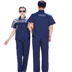 Giao Hàng Nhanh Nhà Máy Hậu Cần Nhà Để Xe Trang Phục Làm Việc 100% Cotton Tay Áo Ngắn Đồng Phục Công Nhân Nam Nữ - Product Image 5