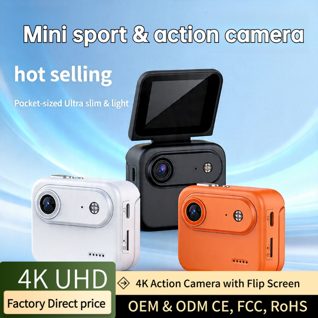 Portable Mini 4K Action Camera 1/4 Universal Screw Long Battery Life Cold Heat Resistant 10m Waterproof 1080P HD MicroSD 128GB