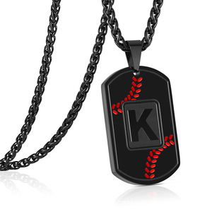 Baseball Lettre <span class=keywords><strong>Pendentif</strong></span> Collier Hommes Offre Spéciale Européen et Américain Sport Style En Acier Inoxydable <span class=keywords><strong>Militaire</strong></span> Marque <span class=keywords><strong>Pendentif</strong></span> - Product Image 2