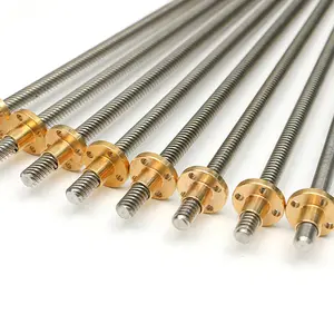 Hot Stainless Steel Trapezoidal Screw Threaded Rod Pitch 1MM 2MM 4MM Trapezoidal Lead Screw and Nut