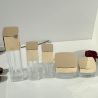 Botol Kosmetik Kaca Persegi Mini 20g 50g 40ml 120ml Murah Laris Manis dengan Pompa, Set Lotion Makeup, Cetak Sablon Sutra Mewah
