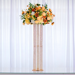 Adornos Florales <span class=keywords><strong>para</strong></span> <span class=keywords><strong>Mesa</strong></span> Principal de Boda Estilo Europeo, Decoración Romántica, Soporte de Flores Metálico <span class=keywords><strong>Dorado</strong></span> Electrochapado - Product Image 2