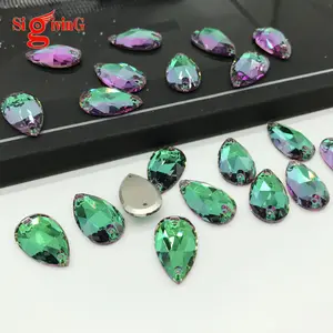 Heliotrope pear drop 17*28mm crystal sew on strass flat back