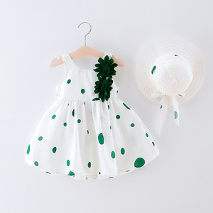 Mysweeby Vente en gros Nouvelle Arrivée Vêtements d'été pour enfants Robes décontractées à imprimé sans manches pour filles Robes à pois pour enfants Robes pour filles - Product Image 1