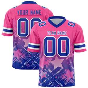 Maillot de football américain personnalisé rose royal avec dégradé d'étoiles - Product Image 1
