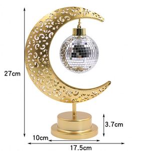 Décoration Eid Al Fitr Mubarak, cadeau islamique, artisanat en métal, décoration du Ramadan, lumière LED à piles, carte du lune, lumière Ramadan Kreem - Product Image 6