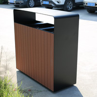Mobilier d'extérieur Poubelle en bois Poubelle classée Poubelle à l'extérieur de la rue Parc Tri des déchets Poubelle à poussière de recyclage commerciale