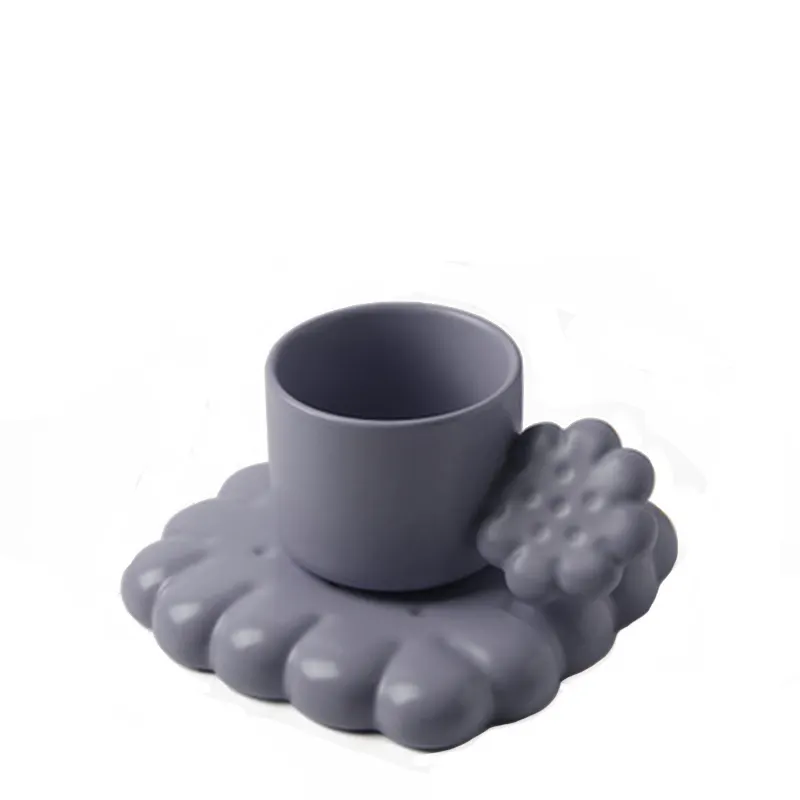 Farbe Keks Griff Steinzeug Chunky Tea Cup Keramik Kaffeetasse mit Keks halter