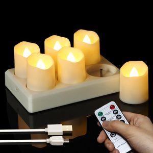 Lot de 6 bougies LED USB rechargeables pour théière (modèle 2026) - Product Image 1