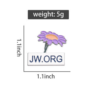 Broche de Flor <span class=keywords><strong>JW</strong></span> ORG Pin Esmaltado Creativo Morado Romántico Regalos Florales para Mujer Insignia para Solapa de Mochila Joyería - Product Image 6